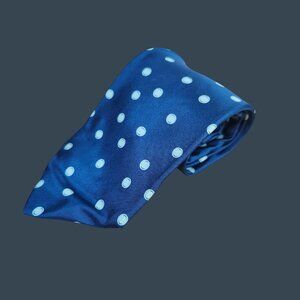 Izod Blue Silk Polka Dot Mens Necktie 55.25" Long 3.5" Wide Made In USA